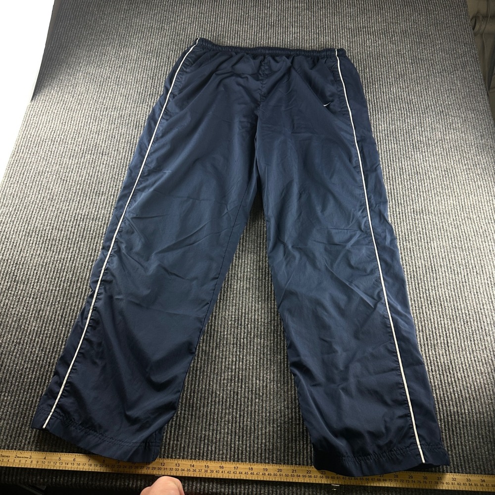 Nike Mens Track Pants Navy Blue White Side Stripe XL RN56323 Athletic Joggers